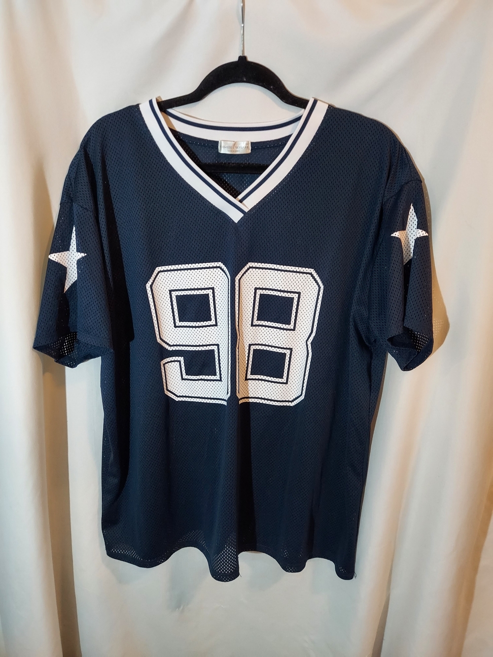 Frankee & Skylarr Navy Blue Mesh Football Jersey 98 Y2K Vibe 2X